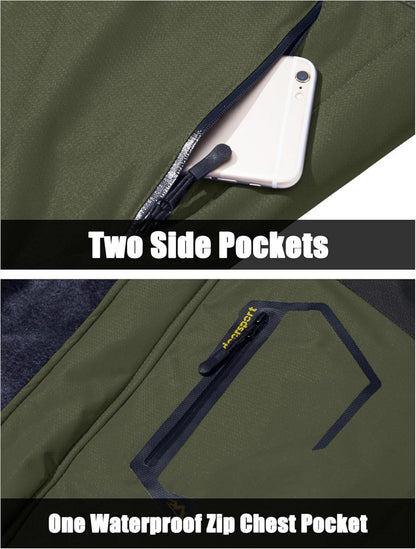 Winter Skijacke Herren Fleece Gefüttert Softshelljacke Wasserdicht M Armeegrün