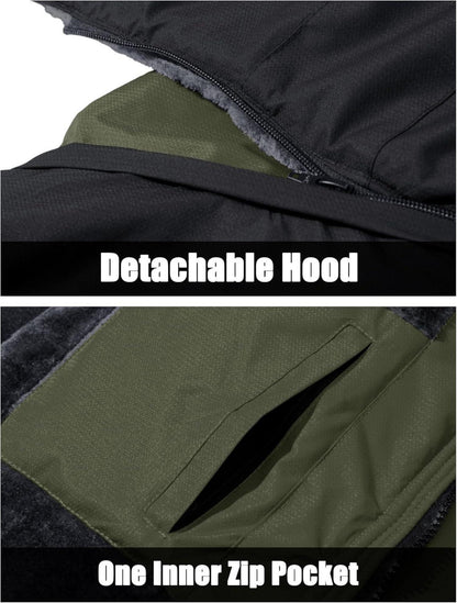 Herren Winter Skijacke Fleece gefüttert Jacke Wasserdicht Winddicht