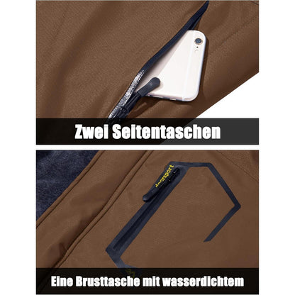 Herren Winter Skijacke Fleece Softshelljacke XL Kaffeebraun