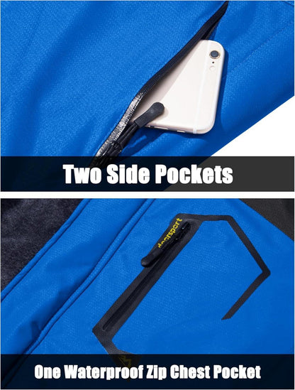 Herren Winter Skijacke Fleece Gefüttert Softshelljacke Wasserdicht XL Blau