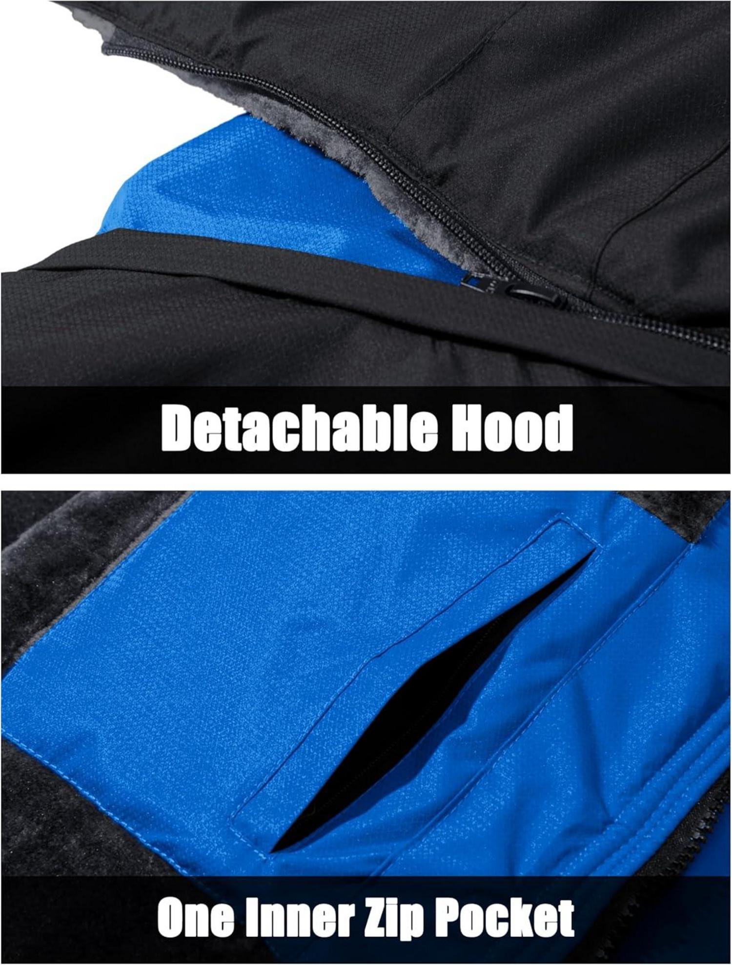 Herren Winter Skijacke Fleece Gefüttert Outdoor Wasserdicht Blau XL