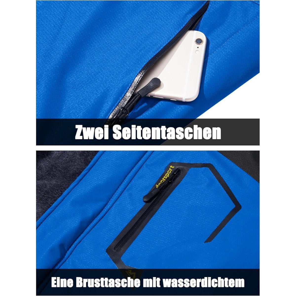 Herren Winter Skijacke Fleece Gefüttert Blau