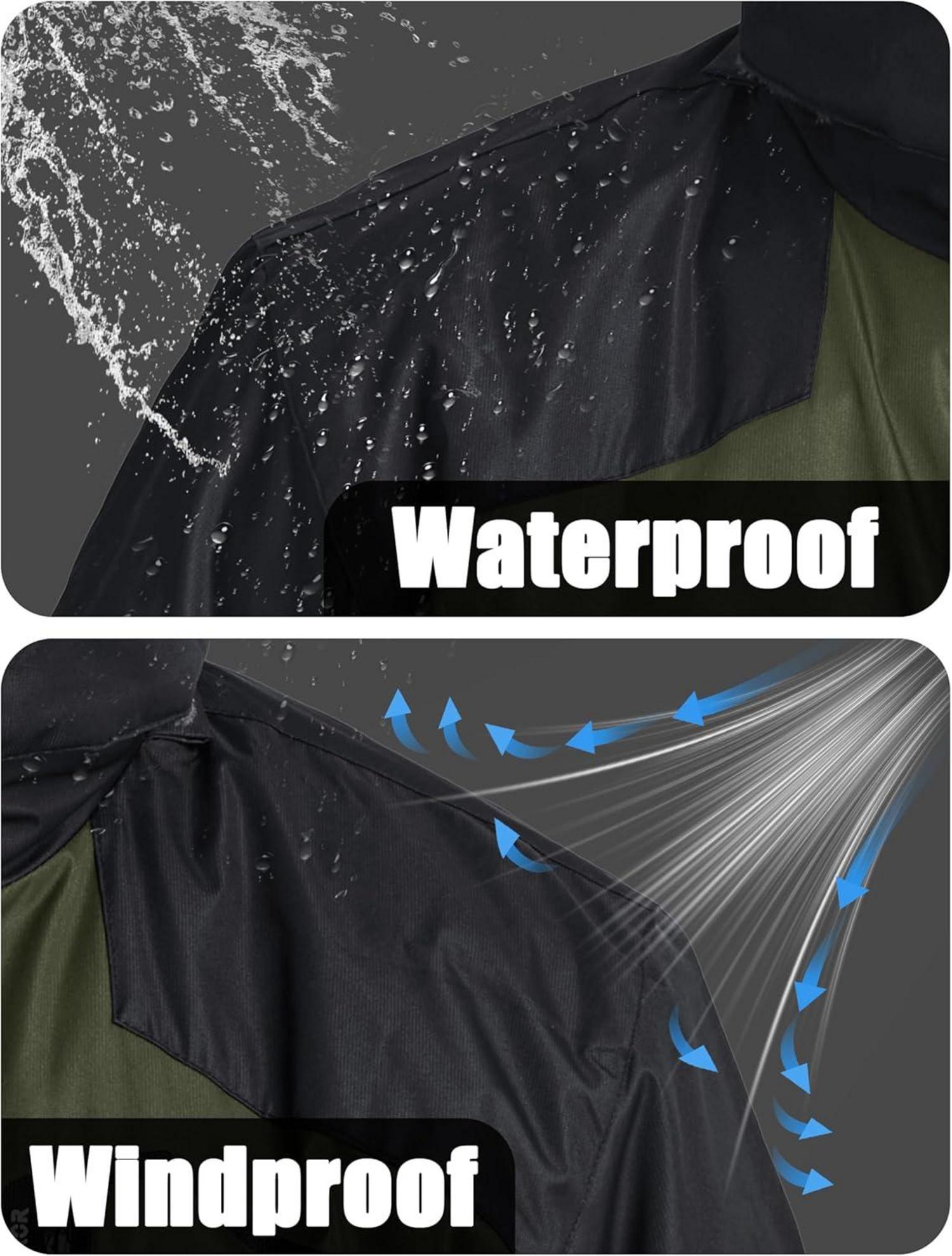 Herren Winter Skijacke Fleece Gefüttert Softshelljacke Wasserdicht Atmungsaktiv mit Abnehmbarer Kapuze XC Armeegrün