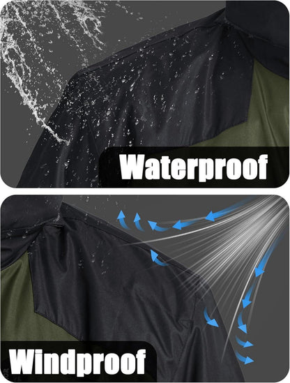 Herren Winter Skijacke Fleece Gefüttert Softshelljacke Wasserdicht Atmungsaktiv mit Abnehmbarer Kapuze XC Armeegrün