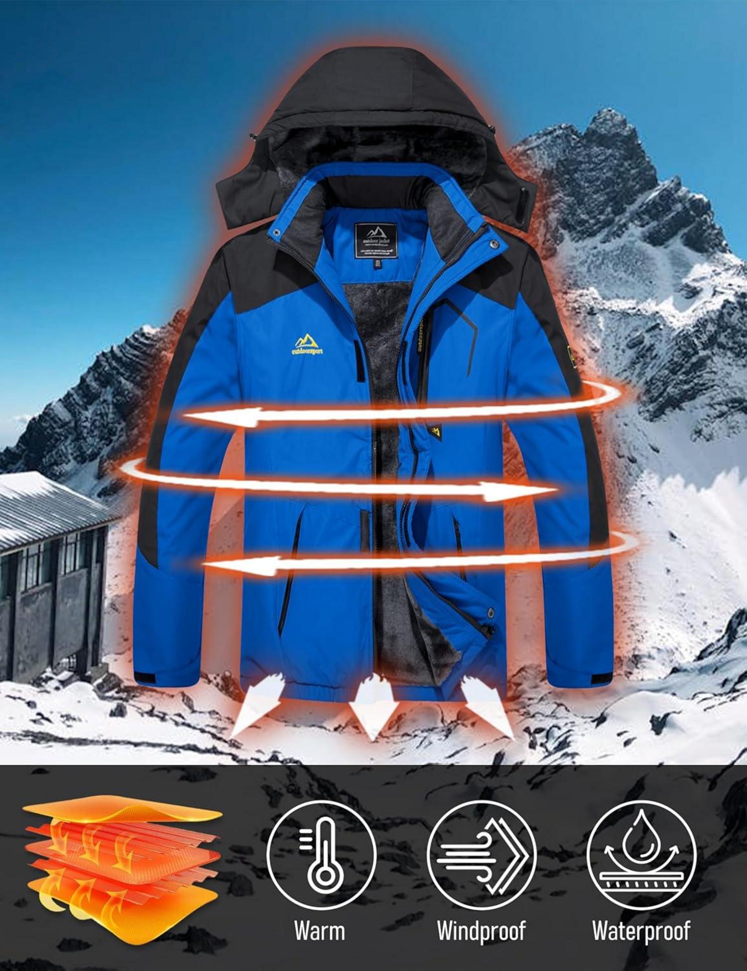 Winter Skijacke Fleece Gefüttert Softshelljacke Wasserdicht Winddicht