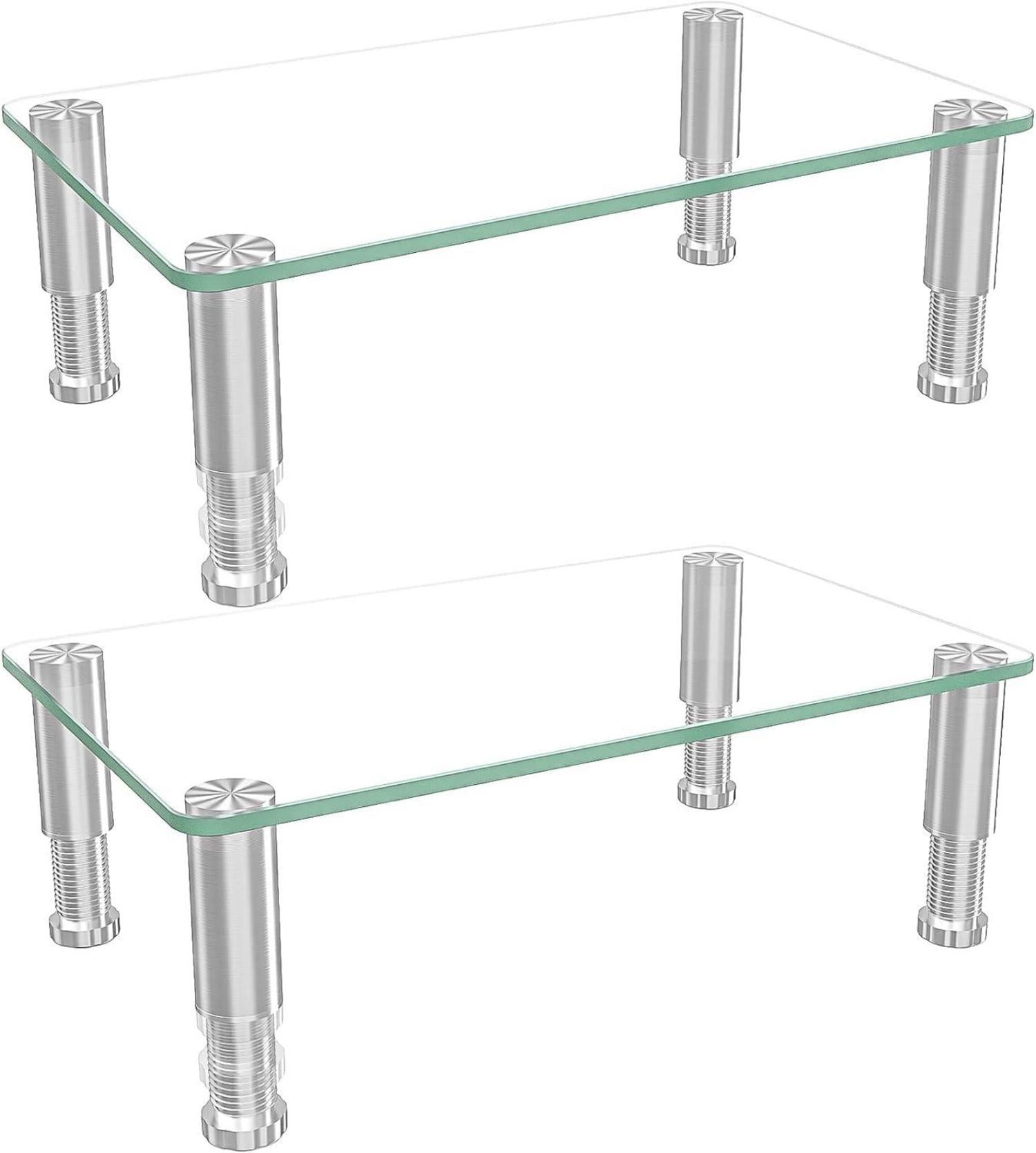 Monitor Riser 2er Pack Glas Edelstahl höhenverstellbar HD01T-202P