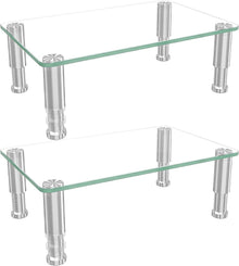 Monitor Riser 2er Pack Glas Edelstahl höhenverstellbar HD01T-202P
