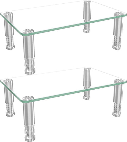 Monitor Riser 2er Pack Glas Edelstahl höhenverstellbar HD01T-202P