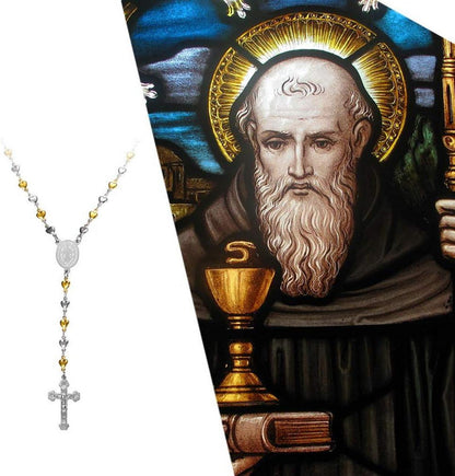 FaithHeart Rosenkranz Halskette Heiliger Benedikt Anhänger Geschenkbox Weihnachten Muttertag