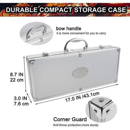 Hochwertiges Grillbesteck Set mit Fleischthermometer 25 tlg