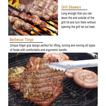 Hochwertiges Grillbesteck Set mit Fleischthermometer 25 tlg