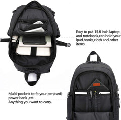 WENIG Laptop Rucksack Herren Anti-Diebstahl Laptoptasche 15.6 Zoll USB Ladeanschluss Schwarz