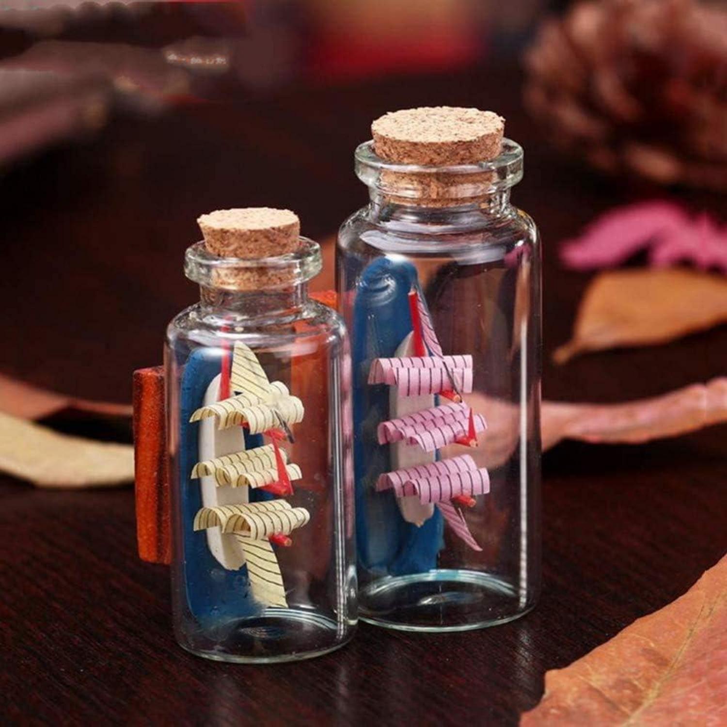 6er Set Mini Glasgefäß Gläser mit Korken - 150ml Transparent