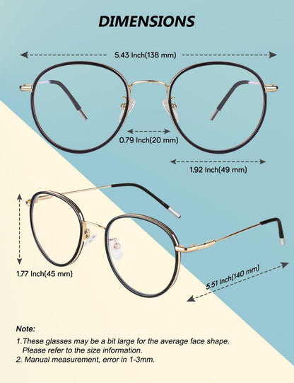 Übergröße Runde Blaulichtfilter Brille Damen Herren PC Gaming Brille