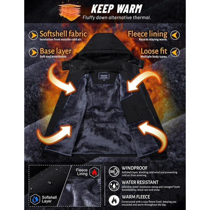 Herren Winterjacke wasserdicht & winddicht mit Fleece-Futter