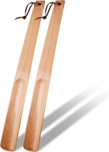 Schuhlöffel aus Buchenholz Lang 38cm Hellbraun 2er Set