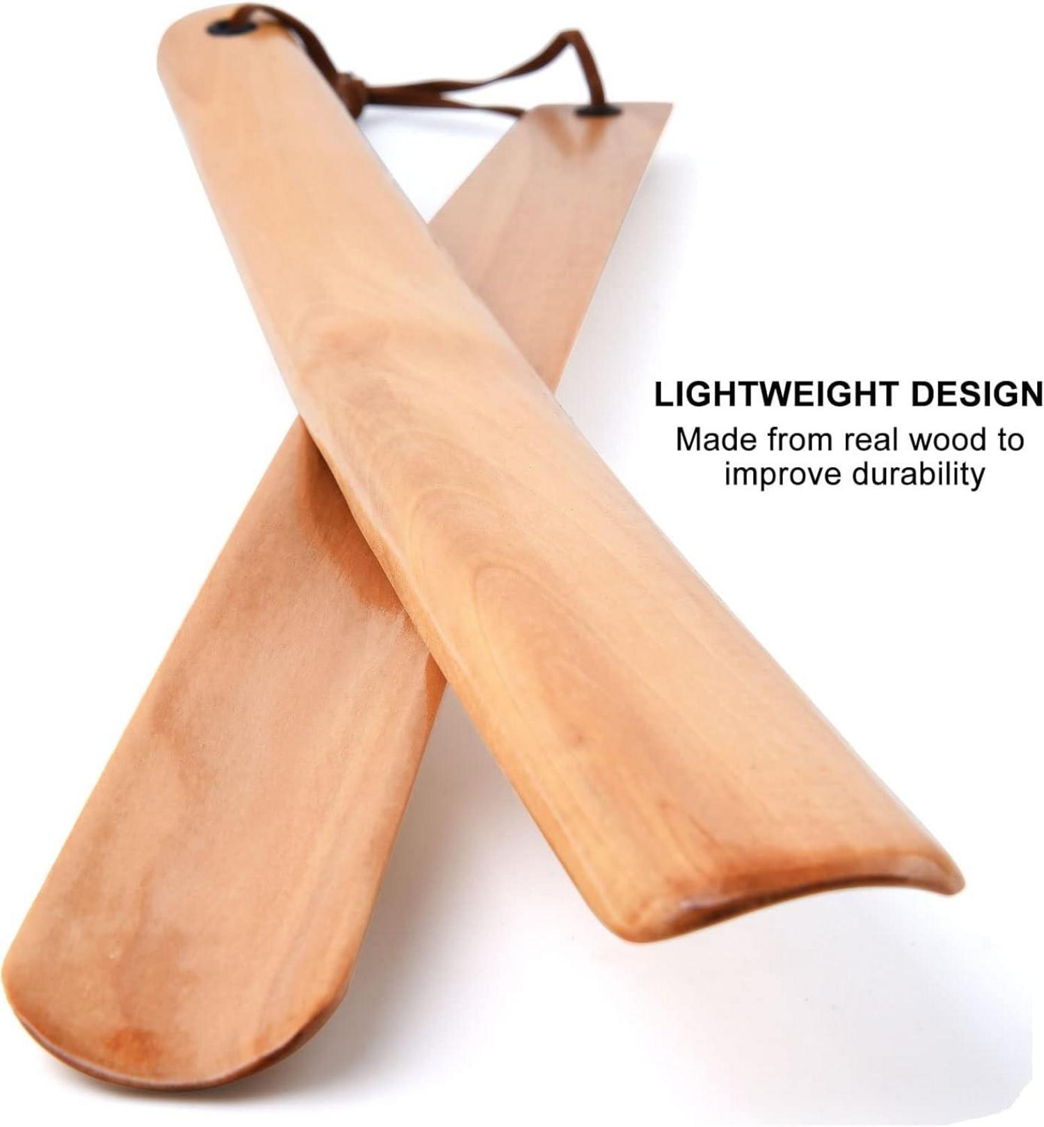 Holz Schuhlöffel 2er Set Lang stabil 38cm Hellbraun