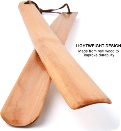 Holz Schuhlöffel 2er Set Lang stabil 38cm Hellbraun