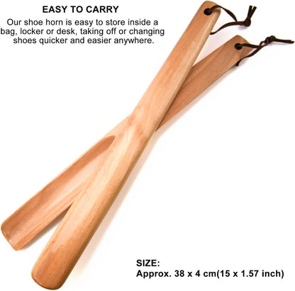 OneBarlercorn Schuhlöffel 2Pcs Holz Lang Schuhanzieher Shoe Horn Buchenholz 38cm