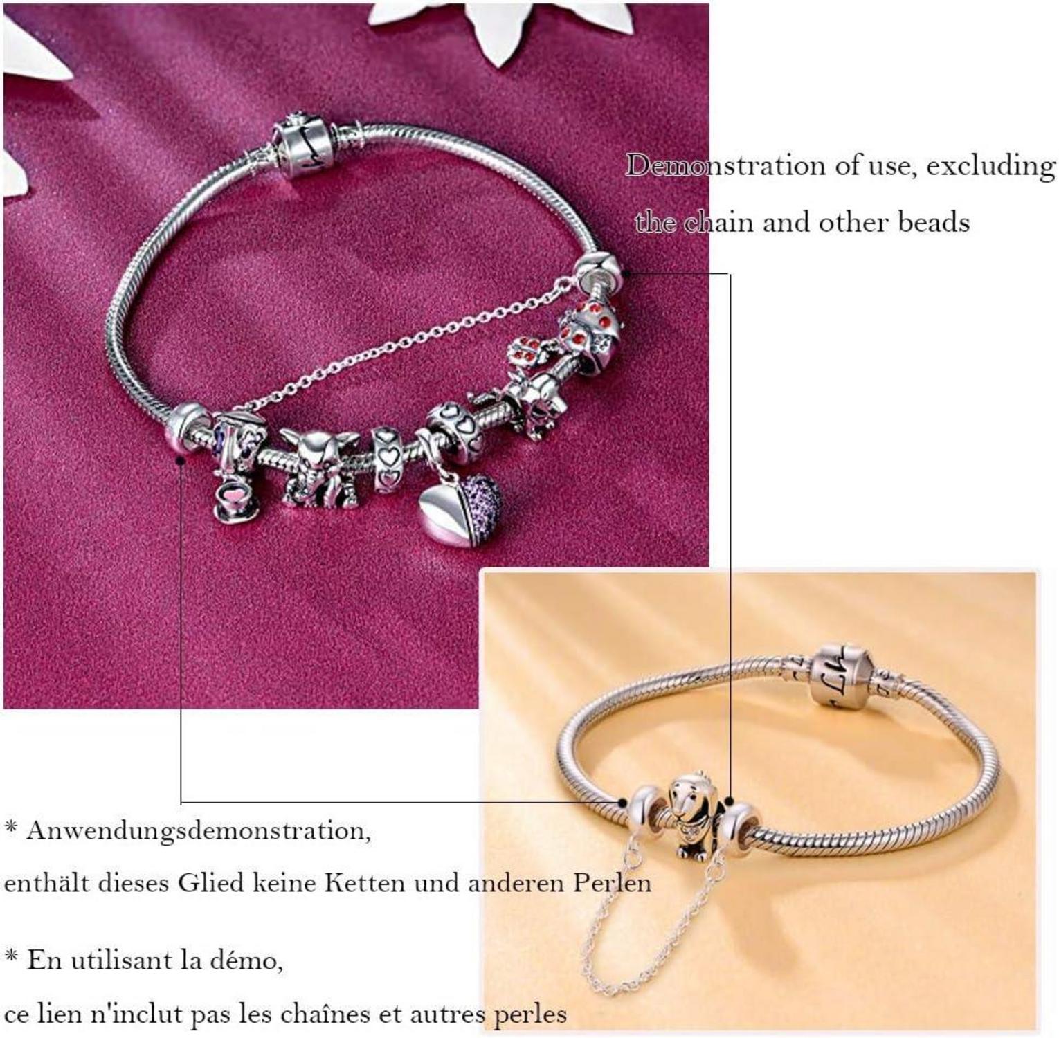 925 Sterling Silber Gummi Spacer Stopper Charm Sicherheitskette für Armbänder GW