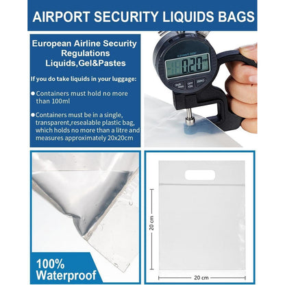 Transparenter Flüssigkeitsbeutel für Flugreisen mit 8
