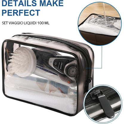 Transparenter Flüssigkeitsbeutel für Flugreisen mit 8