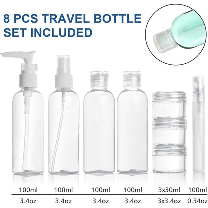 Transparenter Flüssigkeitsbeutel für Flugreisen mit 8