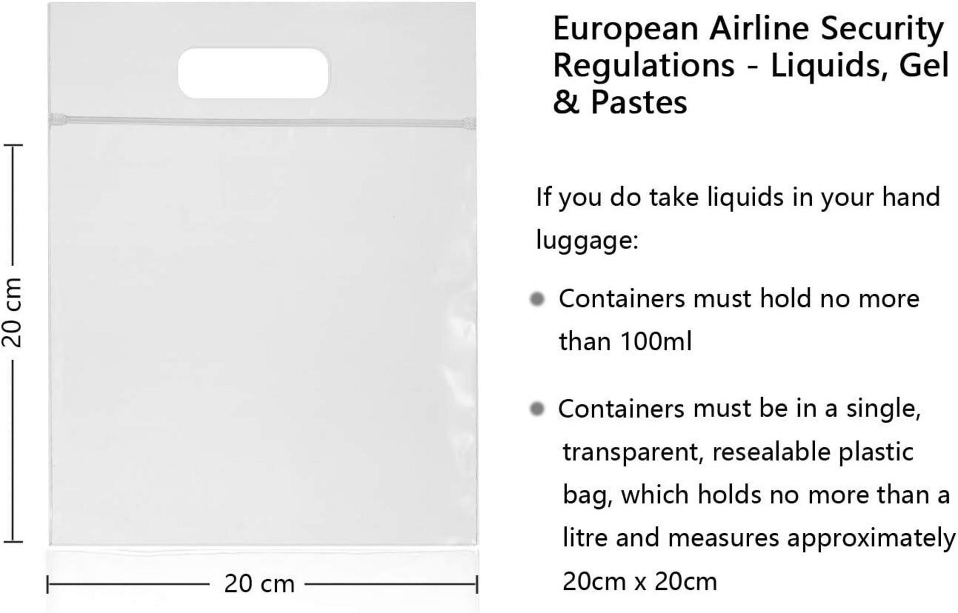 Transparenter Flüssigkeits Aufbewahrungsbeutel für Flugreisen
