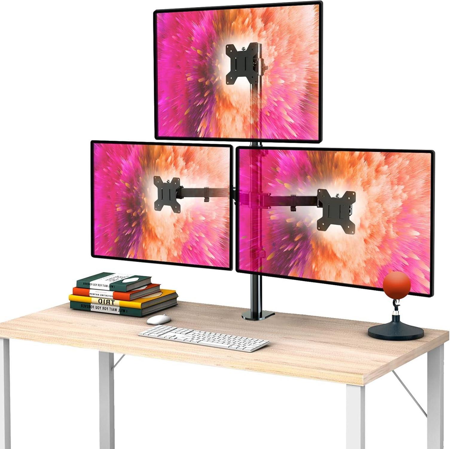 Monitor Halterung Triple Mount für 13-27 Zoll Bildschirm, Schwenkbar Neigbar