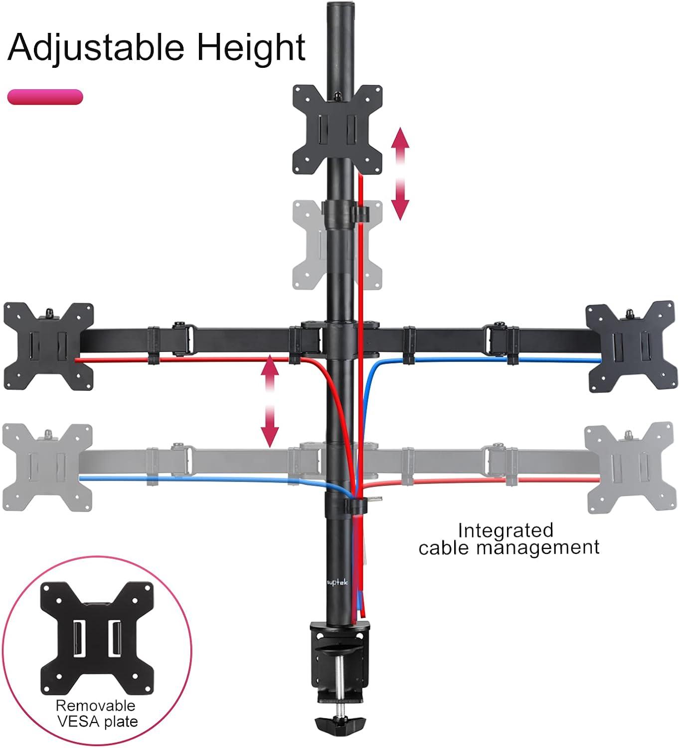 Suptek Monitor Halterung 3 Monitore Triple Monitor Mount 13-27 Zoll VESA 75/100mm