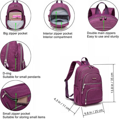 Damen Rucksack Nylon Leicht Klein Brunet Violett 9L