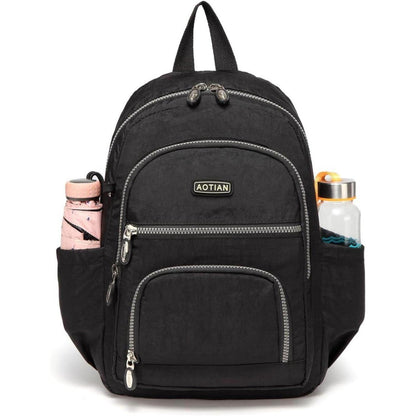 Damen Rucksack Nylon Leicht Klein 9L Schwarz