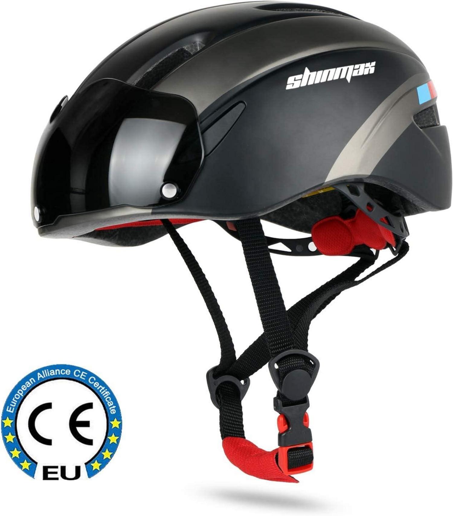 Shinmax Fahrradhelm mit Visier für Erwachsene - Abnehmbarer