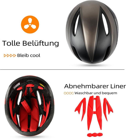 Shinmax Fahrradhelm Herren Damen mit Magnet-Visier Schwarz