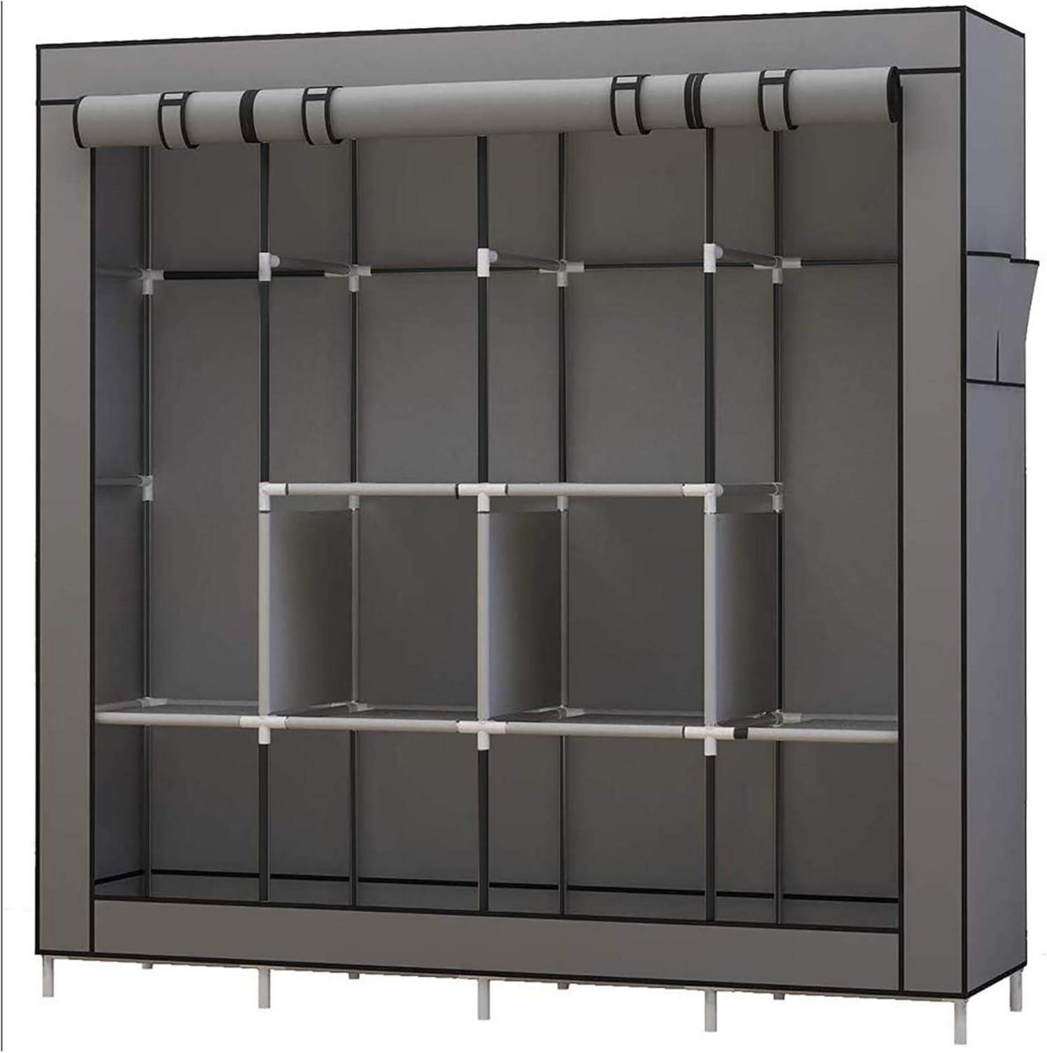 UDEAR Kleiderschrank Stoff Faltschrank grau wasserdichter