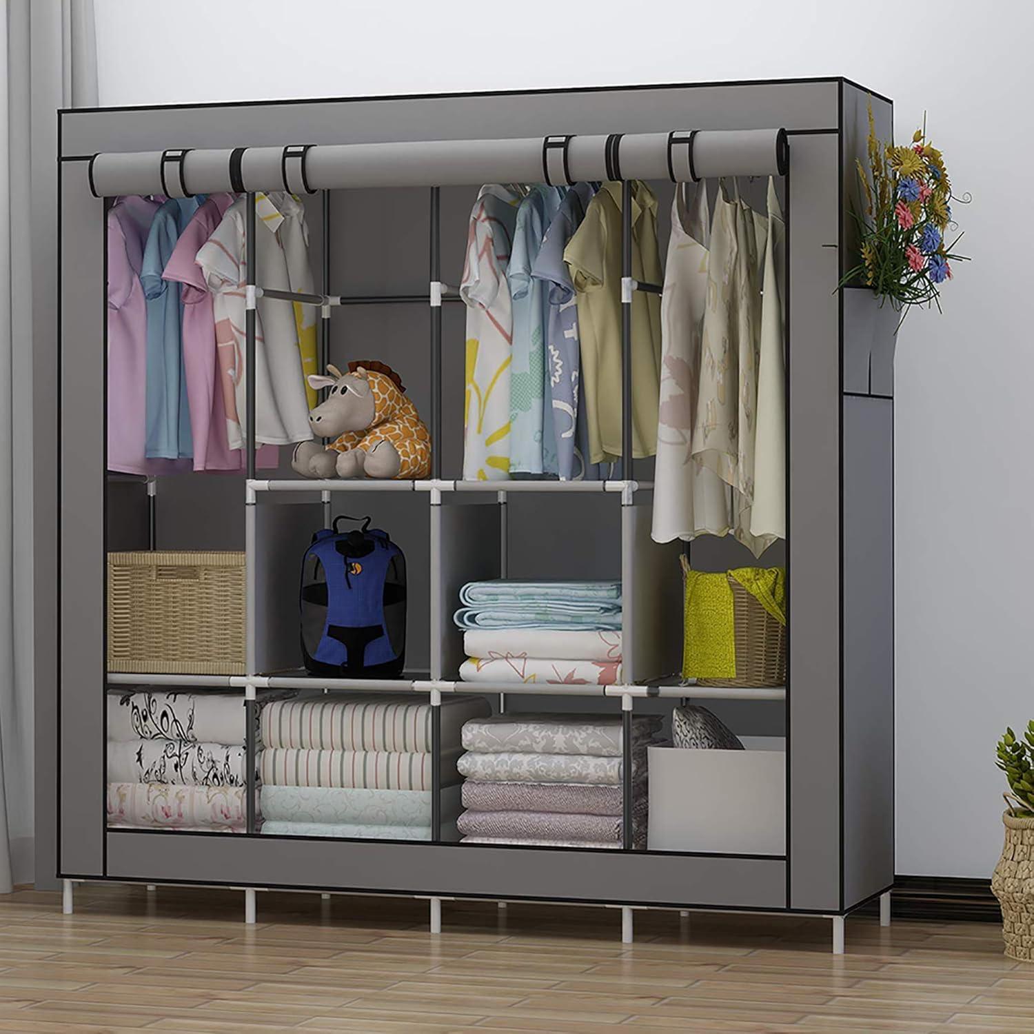 Stoffschrank Faltschrank Kleiderschrank Furniture Wardrobes Grau