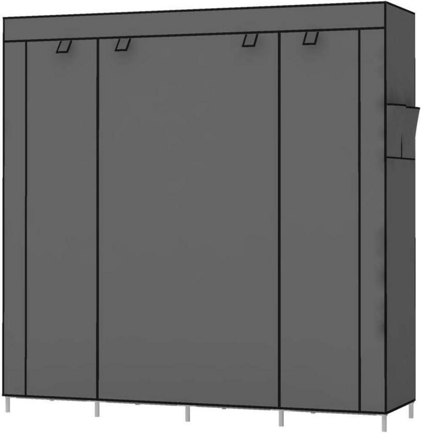 UDEAR Kleiderschrank Stoff Faltschrank Grau 3-Tier Storage Organizer