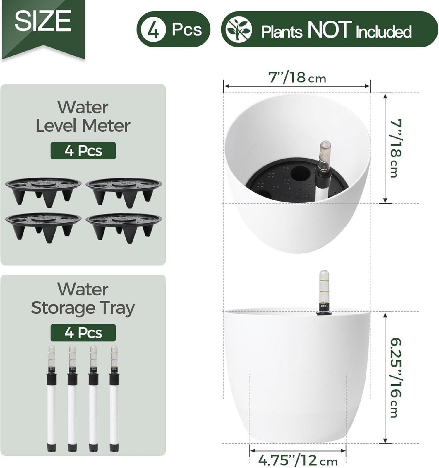 Selbstwässernder Blumentopf Set 4er-Set Weiß 18cm Blumenübertopf