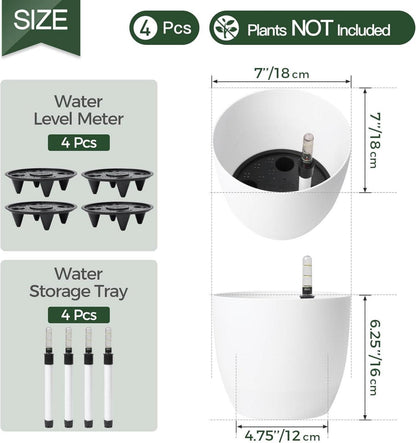 Selbstwässernder Blumentopf Set 4er-Set Weiß 18cm Blumenübertopf