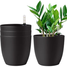 Selbstwässernder Blumentopf 22cm Schwarz 4er-Set - Indoor
