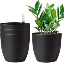 Selbstwässernder Blumentopf 22cm Schwarz 4er-Set für Innen