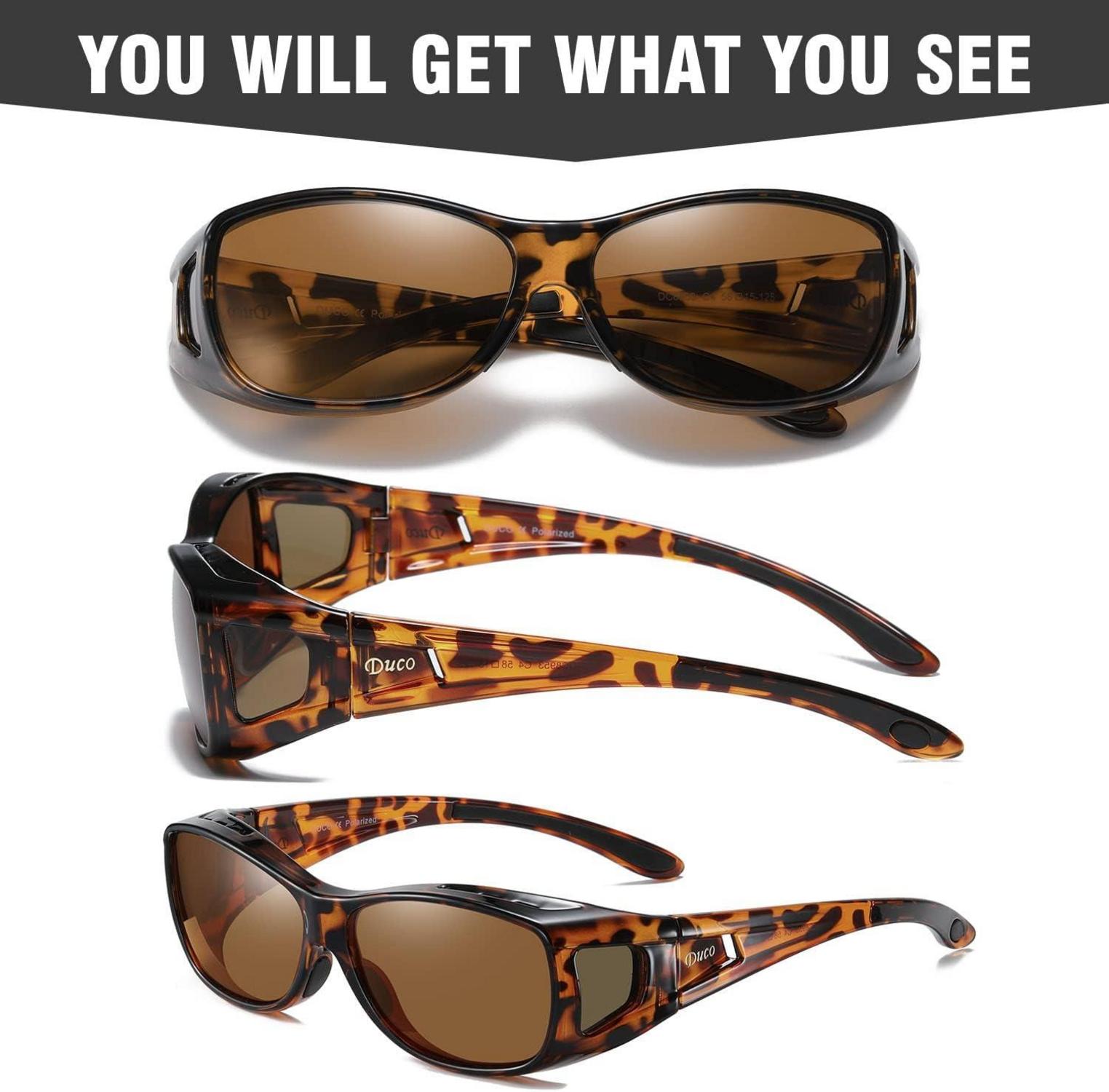 DUCO Polarisierte Überbrille UV400 Schutz Wrap Around