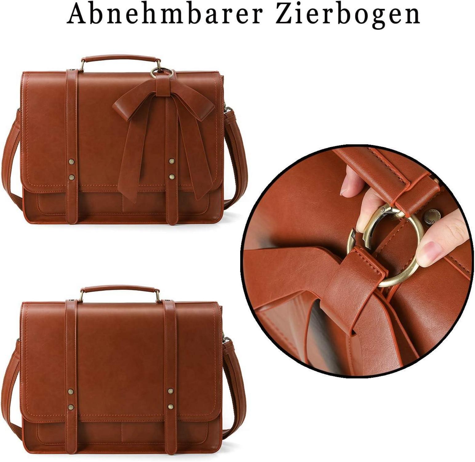 ECOSUSI Damen Aktentasche Laptoptasche Vintage Umhängetasche 15,6 Zoll