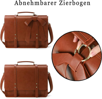 ECOSUSI Damen Aktentasche Laptoptasche Vintage Umhängetasche 15,6 Zoll