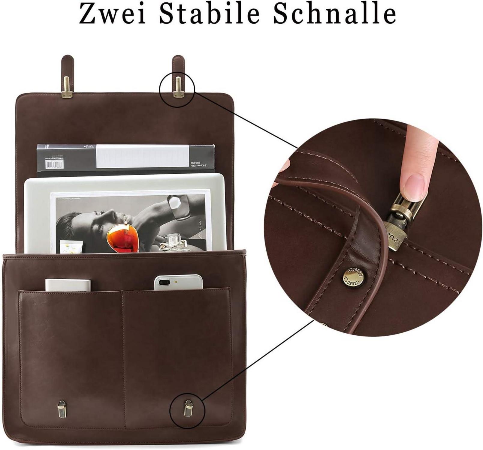ECOSUSI Aktentasche Damen 15,6 Zoll Vintage Laptoptasche mit Abnehmbarer Schleife