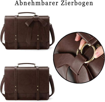 ECOSUSI Damen Laptoptasche 15,6 Zoll Vintage Umhängetasche Bowknot