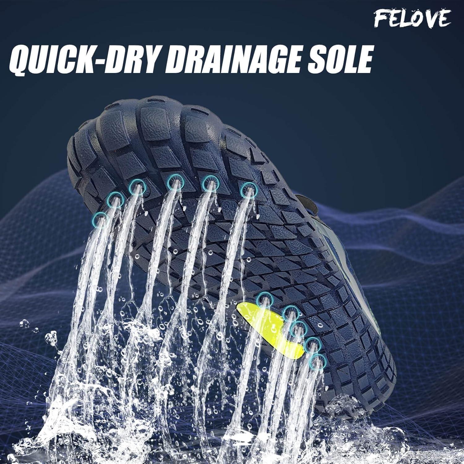 FELOVE Badeschuhe Wasserschuhe Damen Herren Barfuß Strandschuhe 19 Blau 36 EU