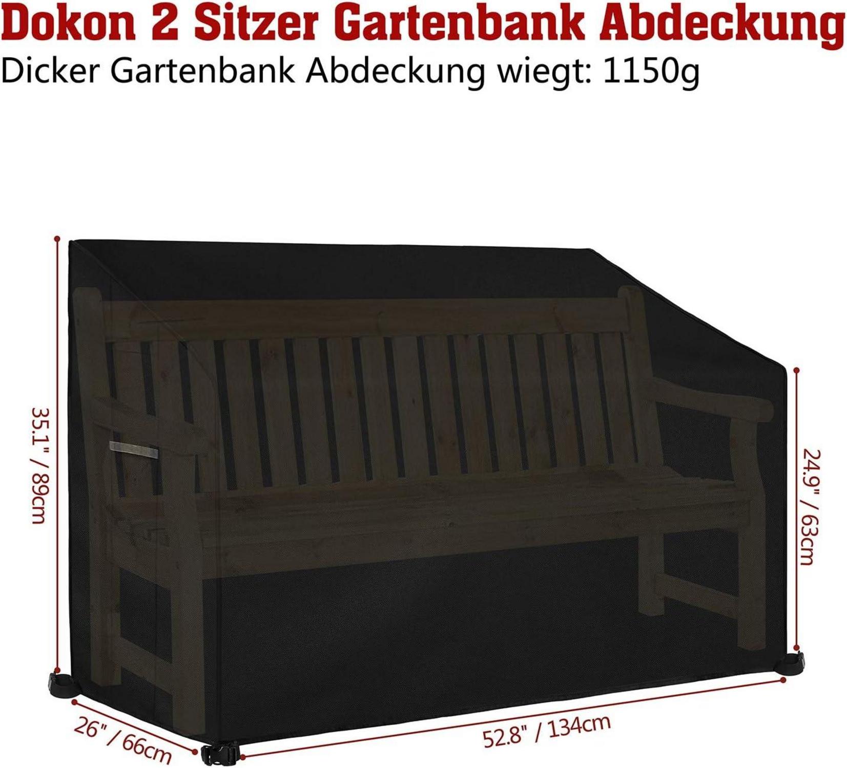 Gartenbank Schutzhülle 2-Sitzer 600D Oxford Schwarz UV-Beständig