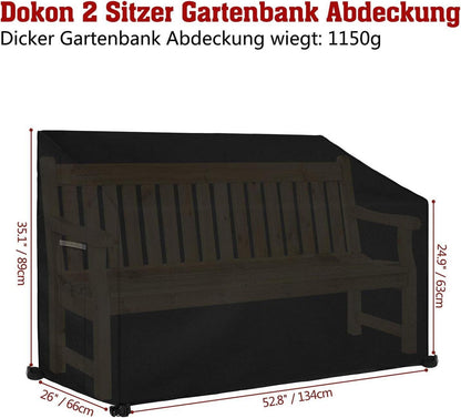 Gartenbank Schutzhülle 2-Sitzer 600D Oxford Schwarz UV-Beständig
