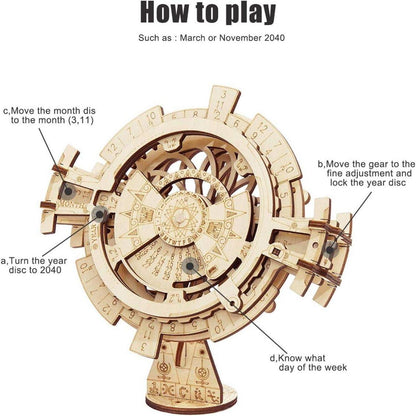 Perpetual Calendar 3D Holzbausatz Mechanische Modelle